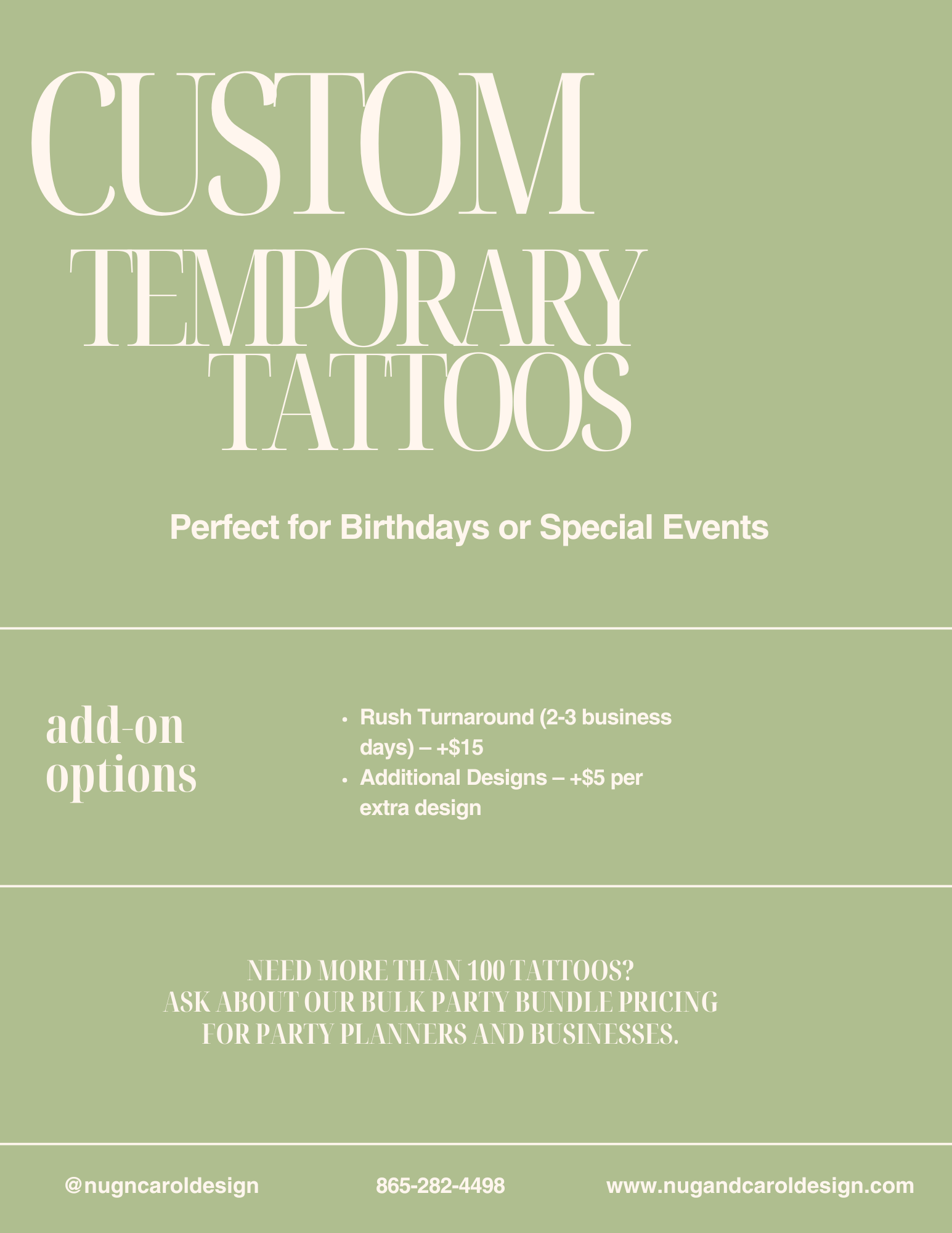 Custom Temporary Tattoos