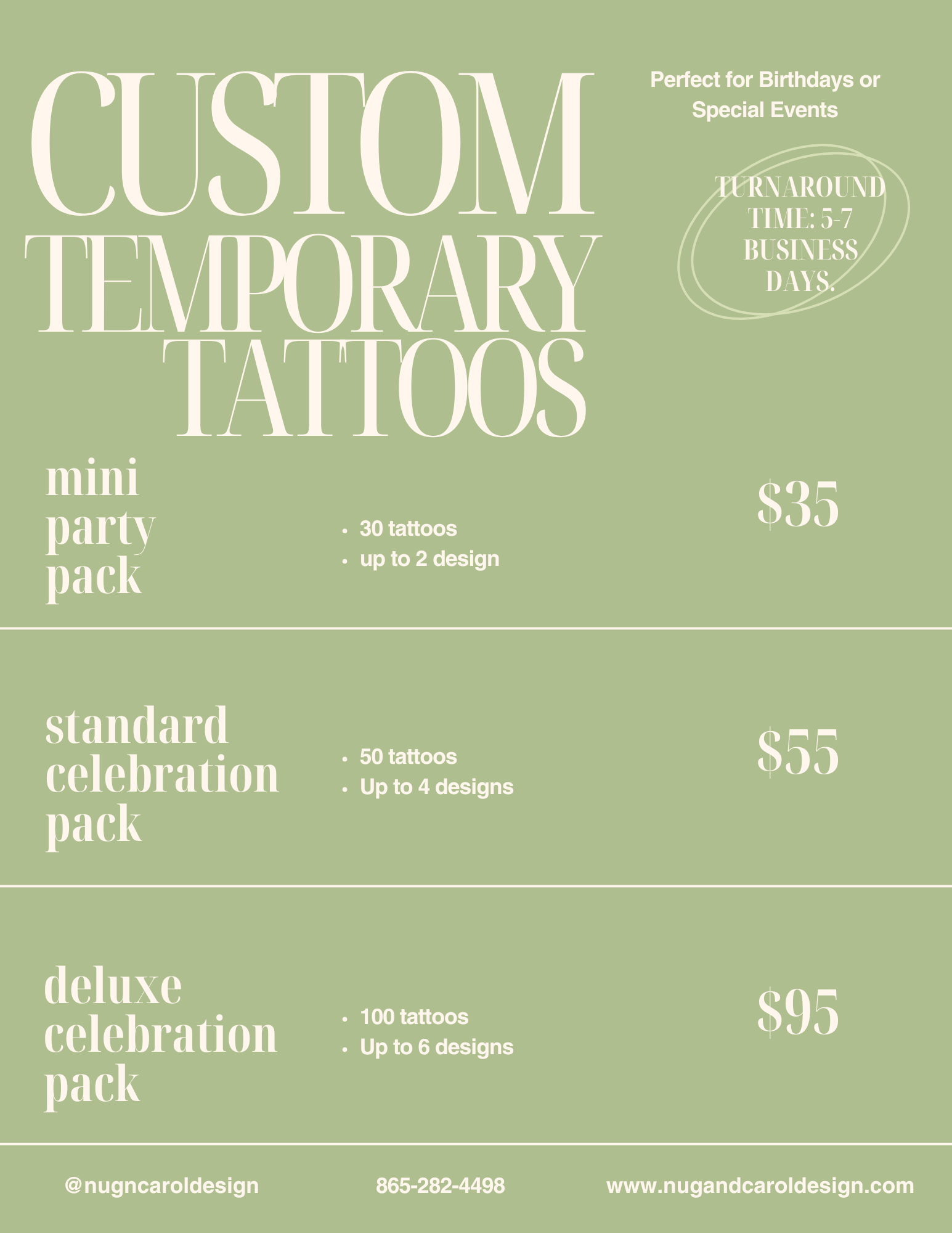 Custom Temporary Tattoos