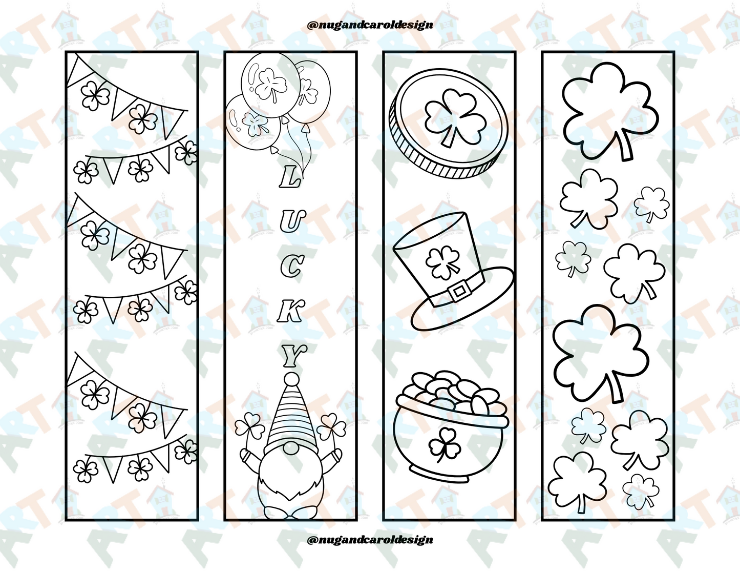 Coloring Bookmarks| St. Patricks Day Bookmark PRINTABLE