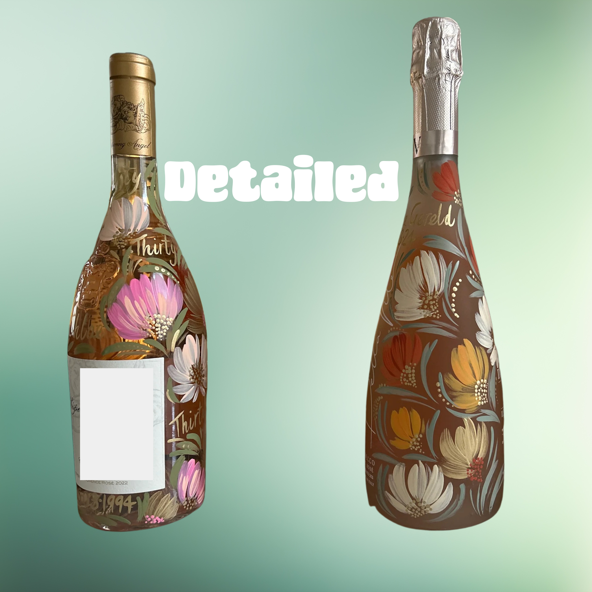 Hand Painted Wine Bottle