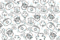repeating pattern of pot of gold, leprachaun, stars, and top hat