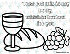 last supper coloring page bread goblet and grapes