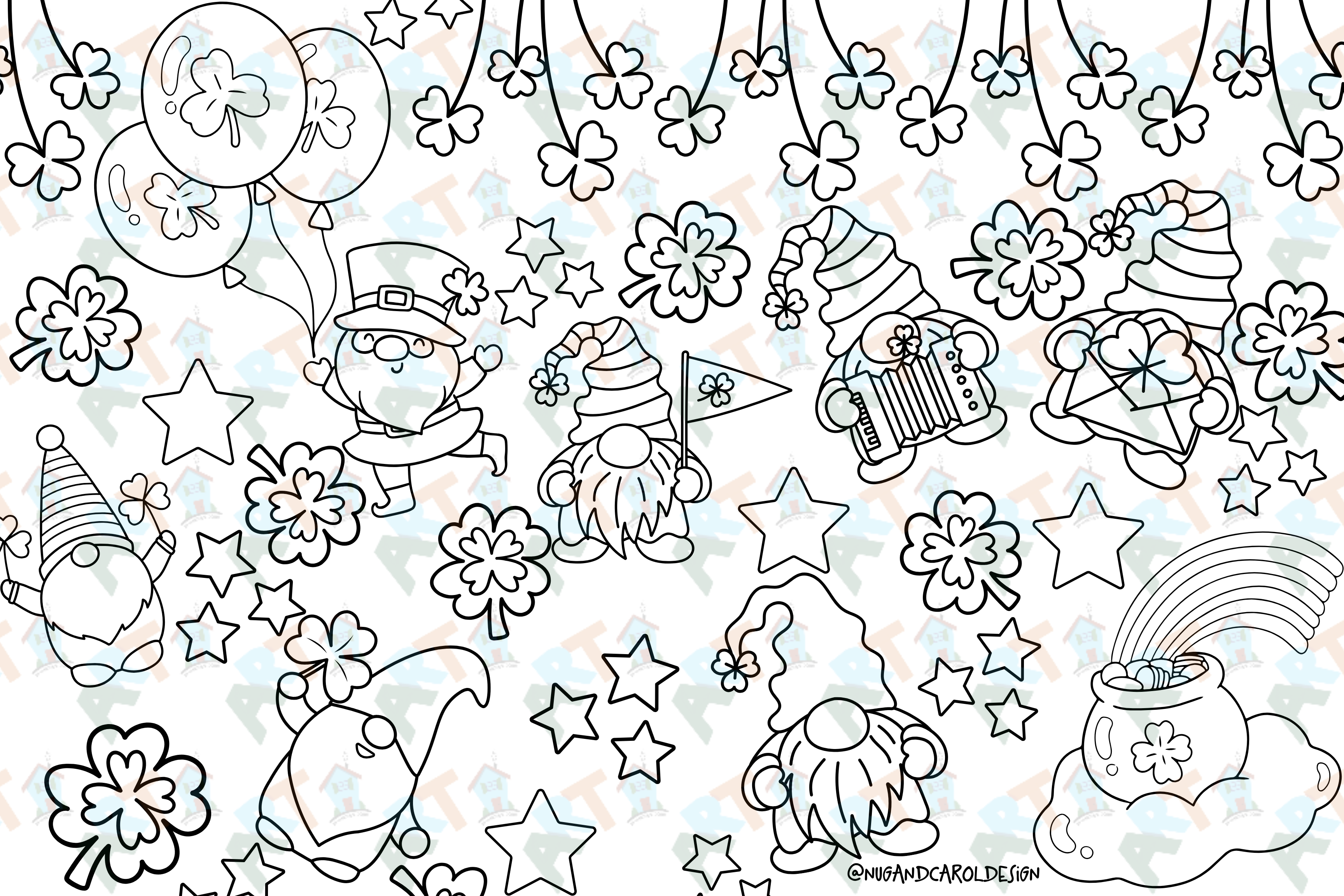 repeting pattern of st patricks gnomes