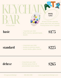 Keychain art pricing guide with different package options and prices.