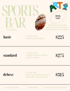 Sports bar pricing guide with basketball illustration and 'Art House' branding.