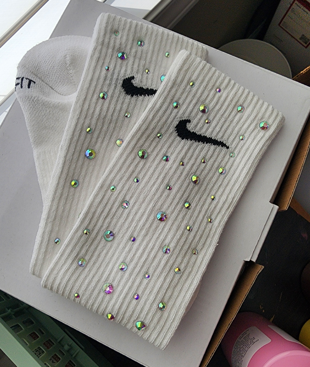 white bling Nike sock