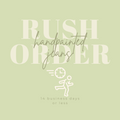 Promotional graphic for a rush order on hand-painted custom jeans, indicating a production time of 14 business days or less