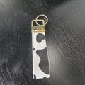 a cow print wristlet keychain